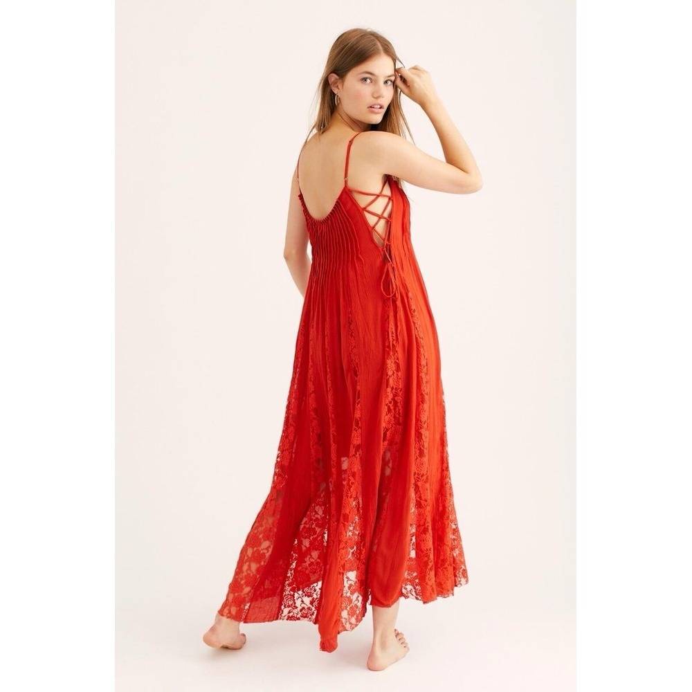 Free People Red Lace Maxi Dress
